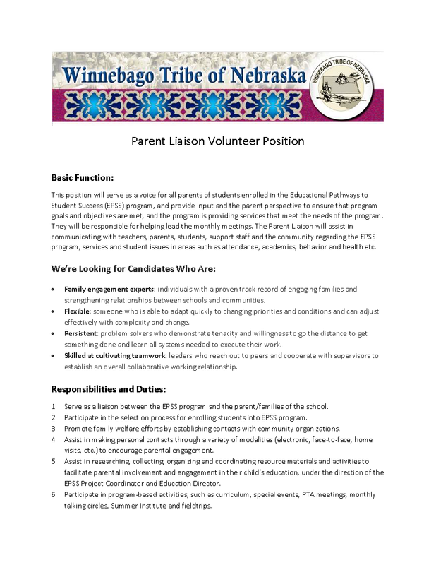 Parent Teacher Liaison Job Description